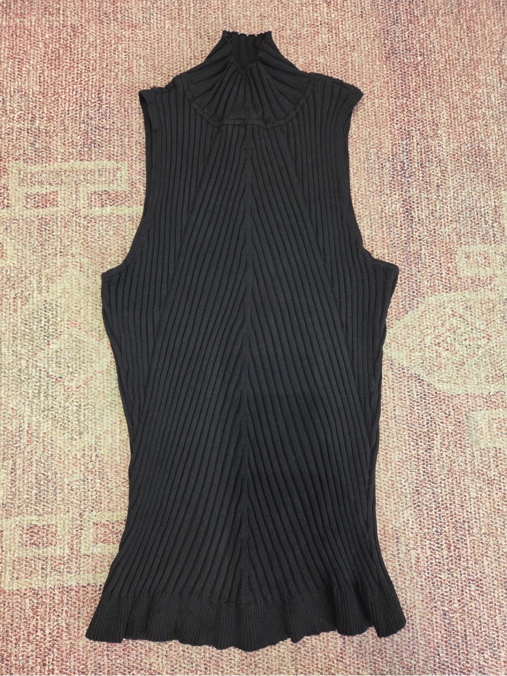 Inc international concepts petite med ribbed mock black turtleneck tank sweater